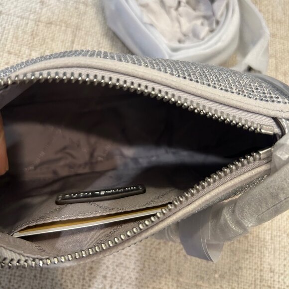 Michael Kors Carmela Silver Sm Pouchette with Cross Body Strap - Picture 8 of 10